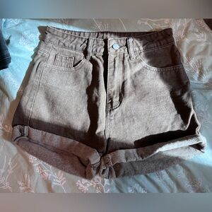 brown jean shorts